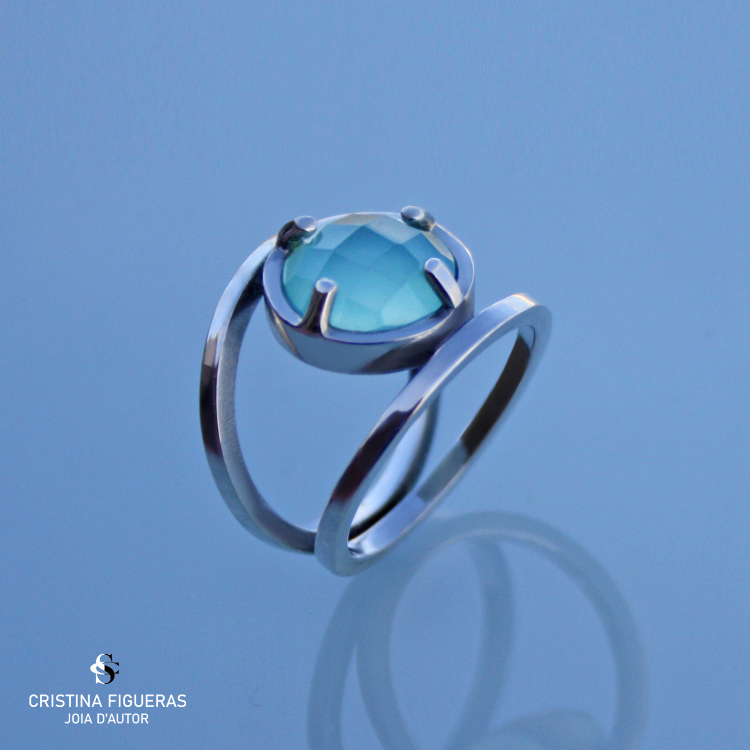 ANELL ARGENT CALCEDÒNIA